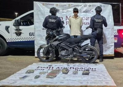 Un hombre fue detenido con 21 envoltorios y más de 30 cigarros con marihuana en Morelia